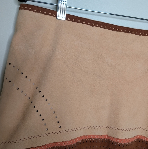 Odille Anthropologie Suede Skirt Orange Tan sz 12 - Picture 6 of 10
